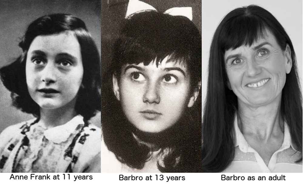 Барбро Карлен в 11 и 13 лет